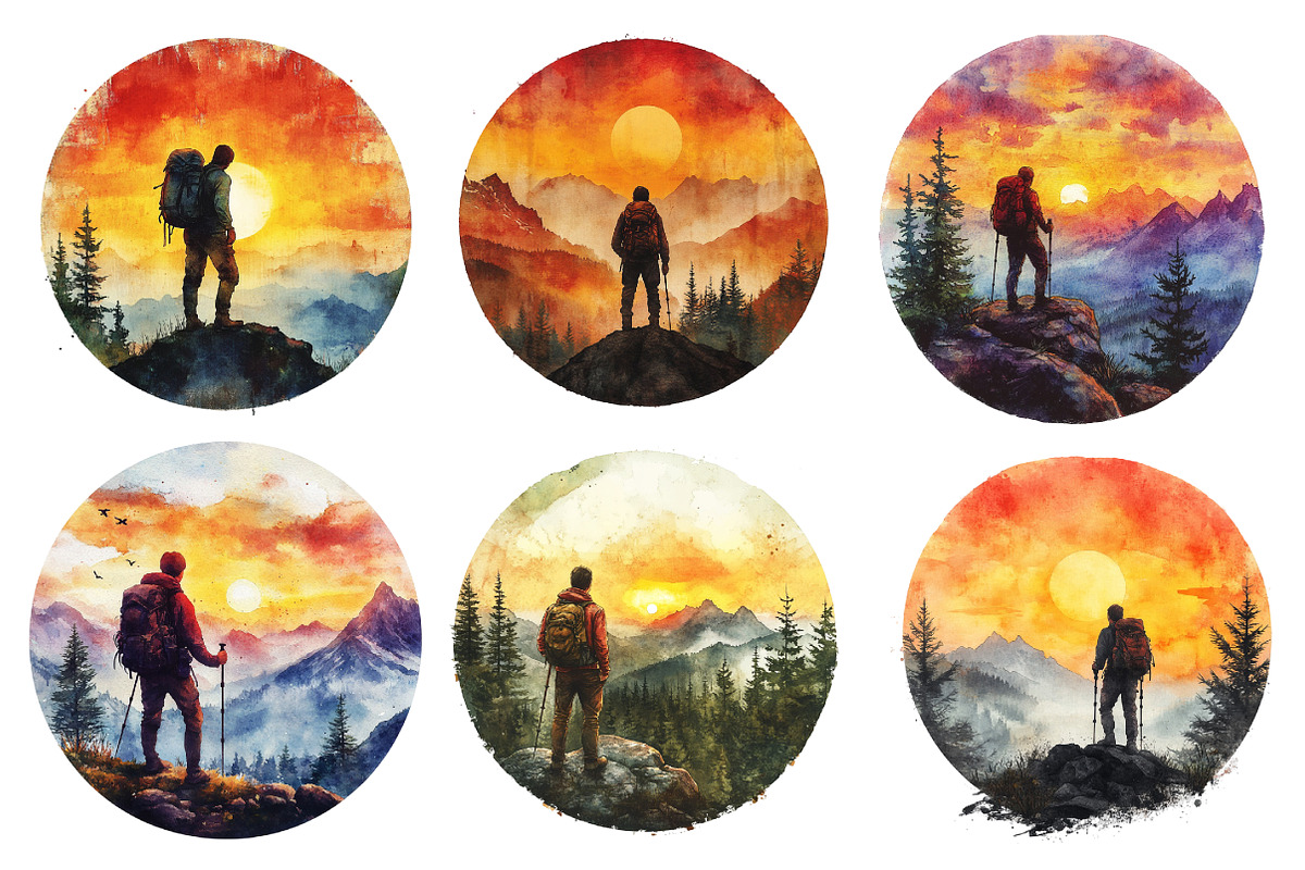 Silhouette Man Hiker Clipart PNG, an Illustration by SinaCreation (Photo 3 of 5)