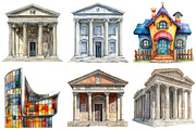 Museum Watercolor Clipart, an Illustration by Craft Nest (Thumbnail 6 of 8)