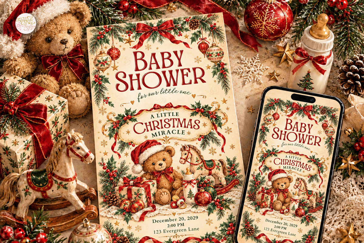 Christmas Baby Shower Bundle Canva, a Marketing Template by KennedyStudio (Photo 16 of 22)