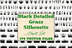Black Detailed Grass Silhouette