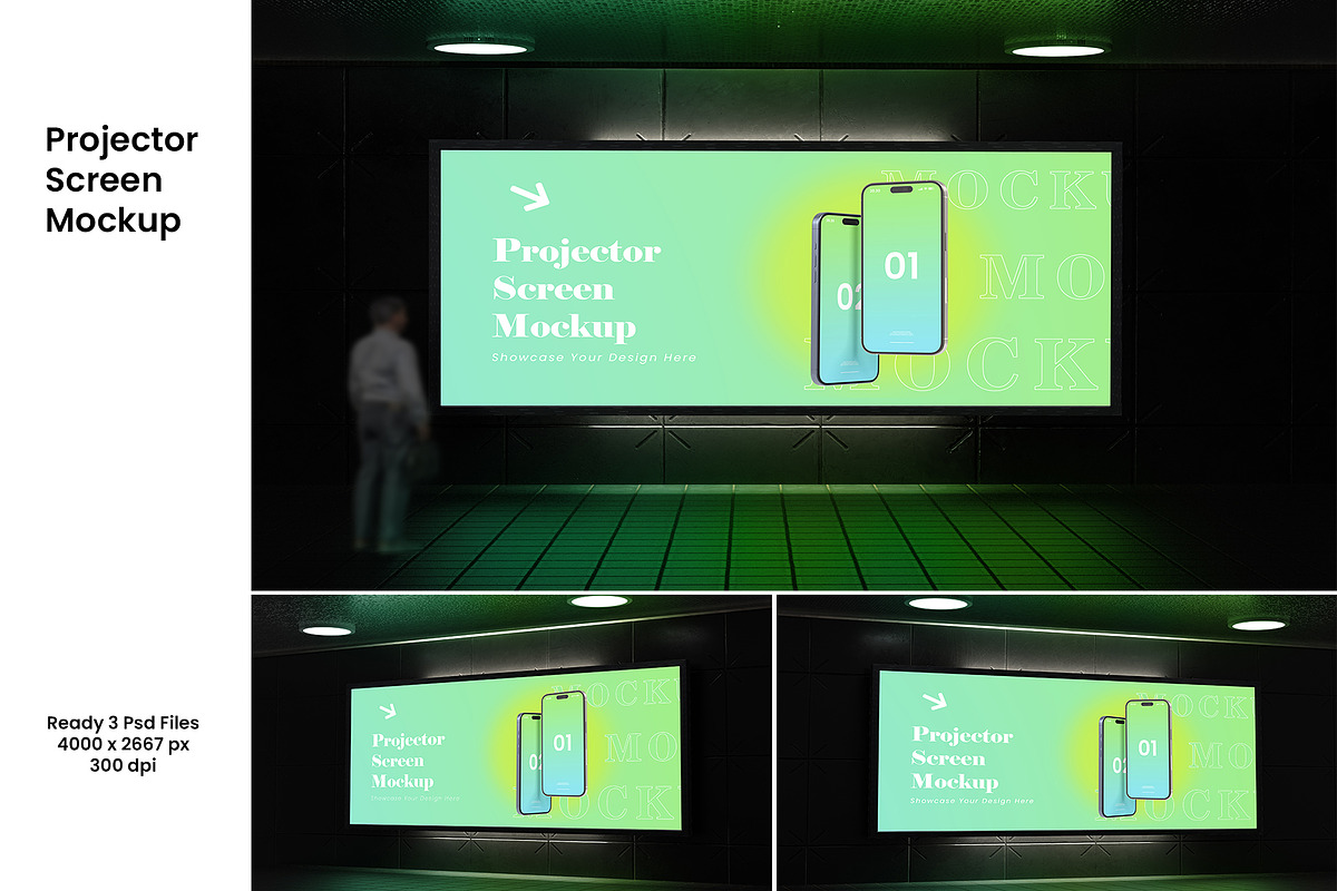 Projector Screen Mockup, an Advertising Mockup by Graphicbars (Photo 1 of 5)
