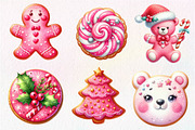 Pink Christmas Cookie Clipart, an Illustration by Dream Creation (Thumbnail 6 of 8)