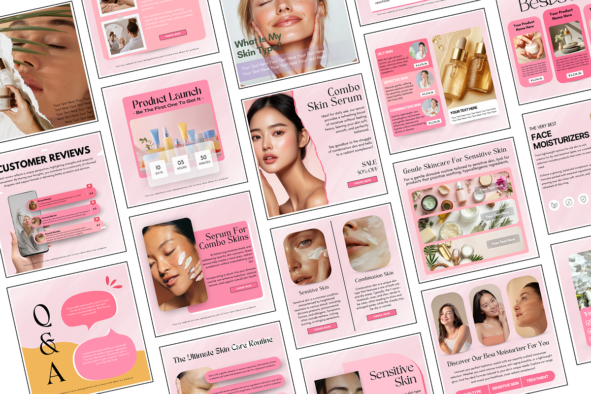Pink Skincare Instagram Templates preview 2