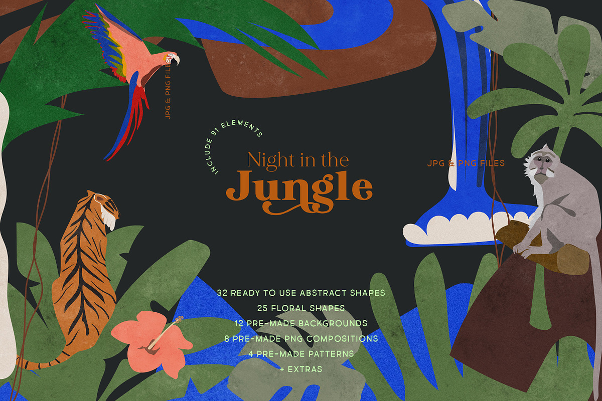 Night in the Jungle Abstract Shapes, an Animal Illustration by All This Concept (Photo 1 of 15)