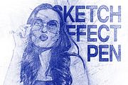 Blue Pen Sketch Photo Effect PSD, an Action Add-On by iHemalaya (Thumbnail 1 of 3)