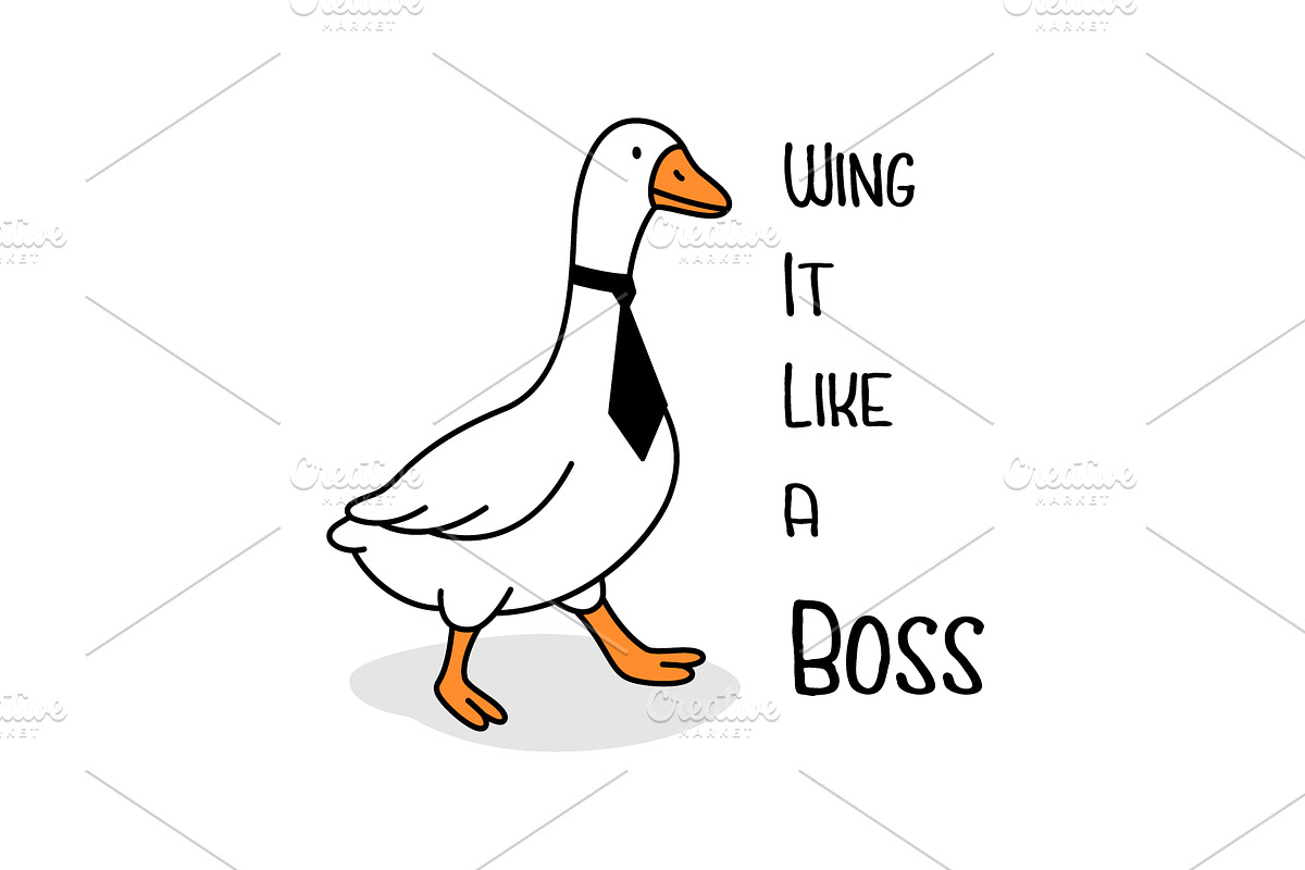 Business-themed goose illustration, an Animal Illustration by GraphiShop