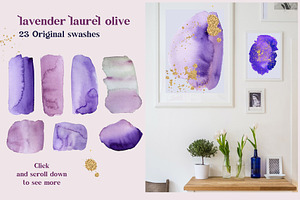 Lavender Watercolor Laurel Olive