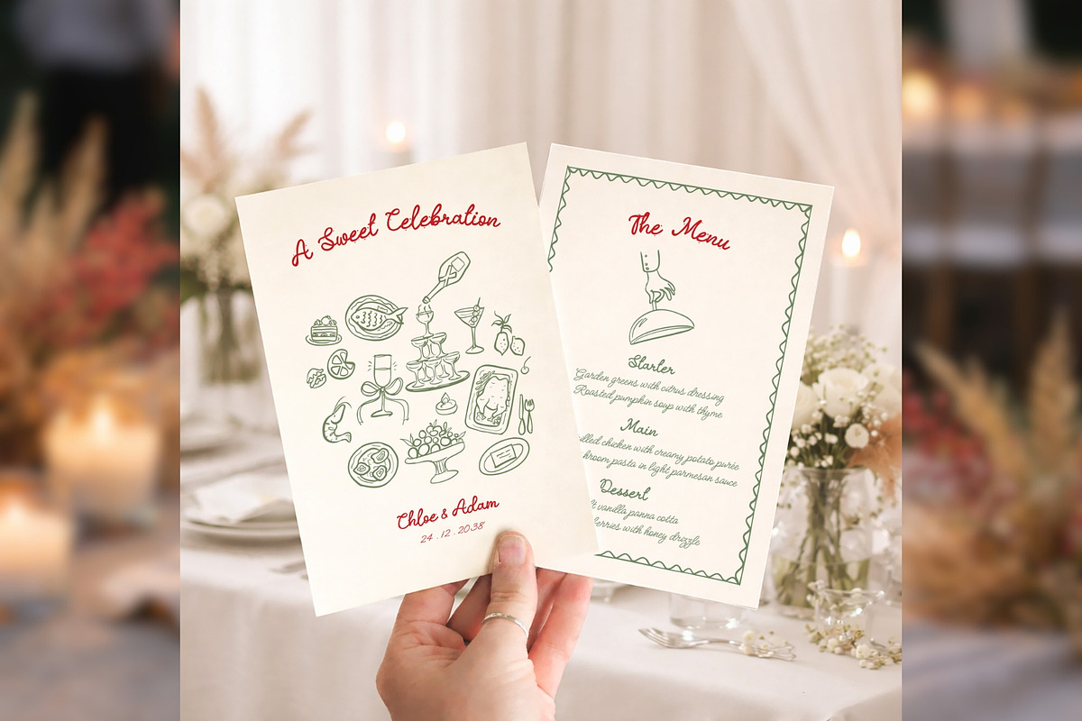 Wedding Menu Canva Template bd003, a Card Template by TyphoonStudio (Photo 3 of 8)
