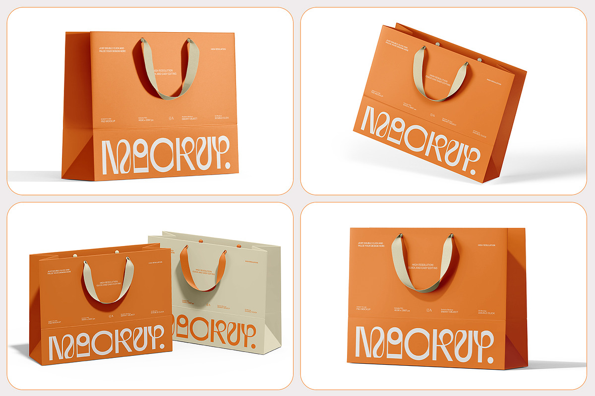 Euro Paper Tote Shopping Bag Mockup, a Packaging Mockup by RamStudio2 (Photo 3 of 16)