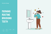 Morning Routine Brushing Teeth, a Healthcare Illustration by Partikusi Design (Thumbnail 1 of 3)
