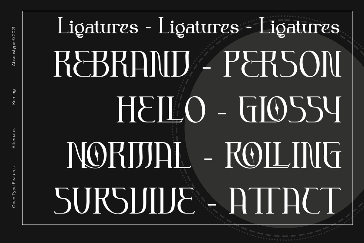 Andromeda Unique Display Typeface, a Serif Font by Absonstype (Photo 2 of 11)