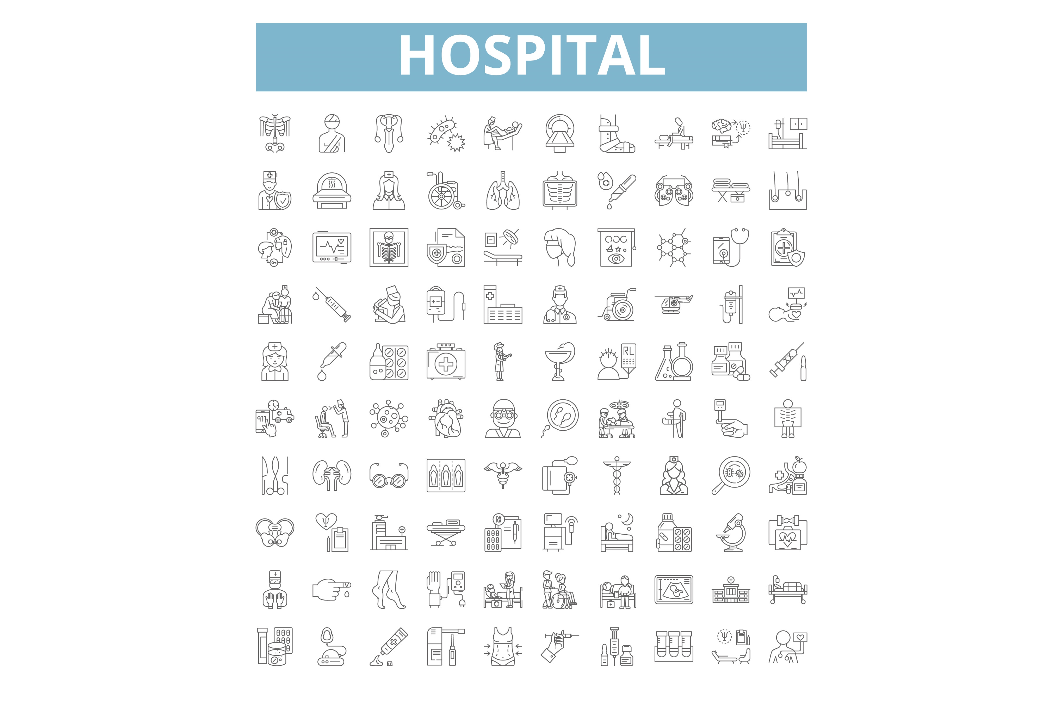 Hospital icons, line symbols, web, an Object Graphic by urban icon