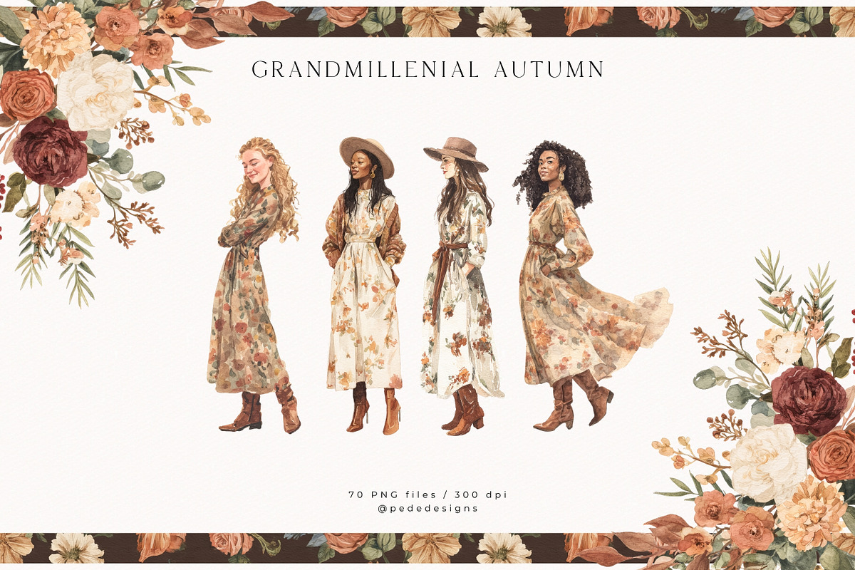 Grandmillenial Autumn Collection, a Seasonal Illustration by PeDe Designs (Photo 3 of 33)