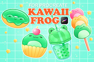 Cute Procreate Brushes, Frogs Stamp