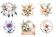 Watercolor Lily Flower Boho Clipart, an Illustration by DreamArtGraphic (Thumbnail 4 of 5)