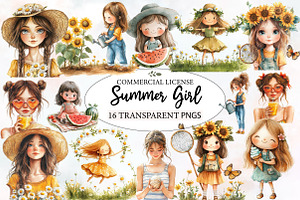 Whimsical Summer Girl Clipart, an Illustration by Designworld
