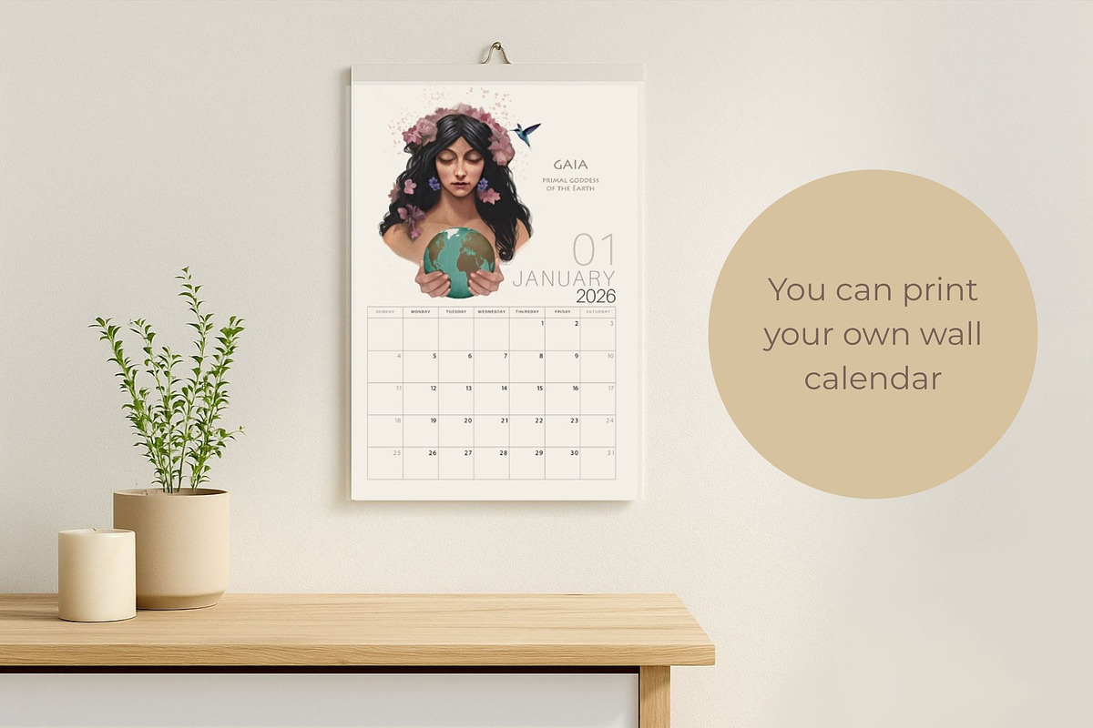 2026 Printable Calendar Goddesses, a Decorative Illustration by La Inspiratriz (Photo 7 of 8)