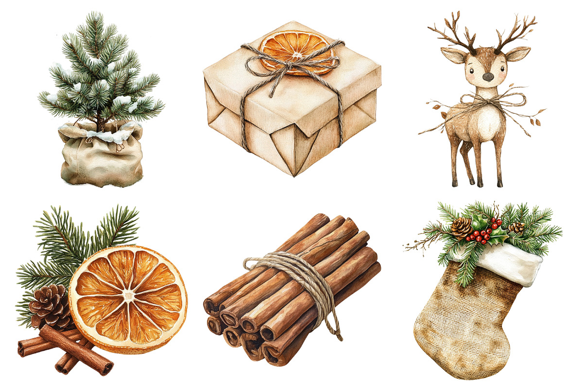 Neutral Rustic Christmas Clipart Bun, an Illustration by Daily.Designs (Photo 5 of 5)