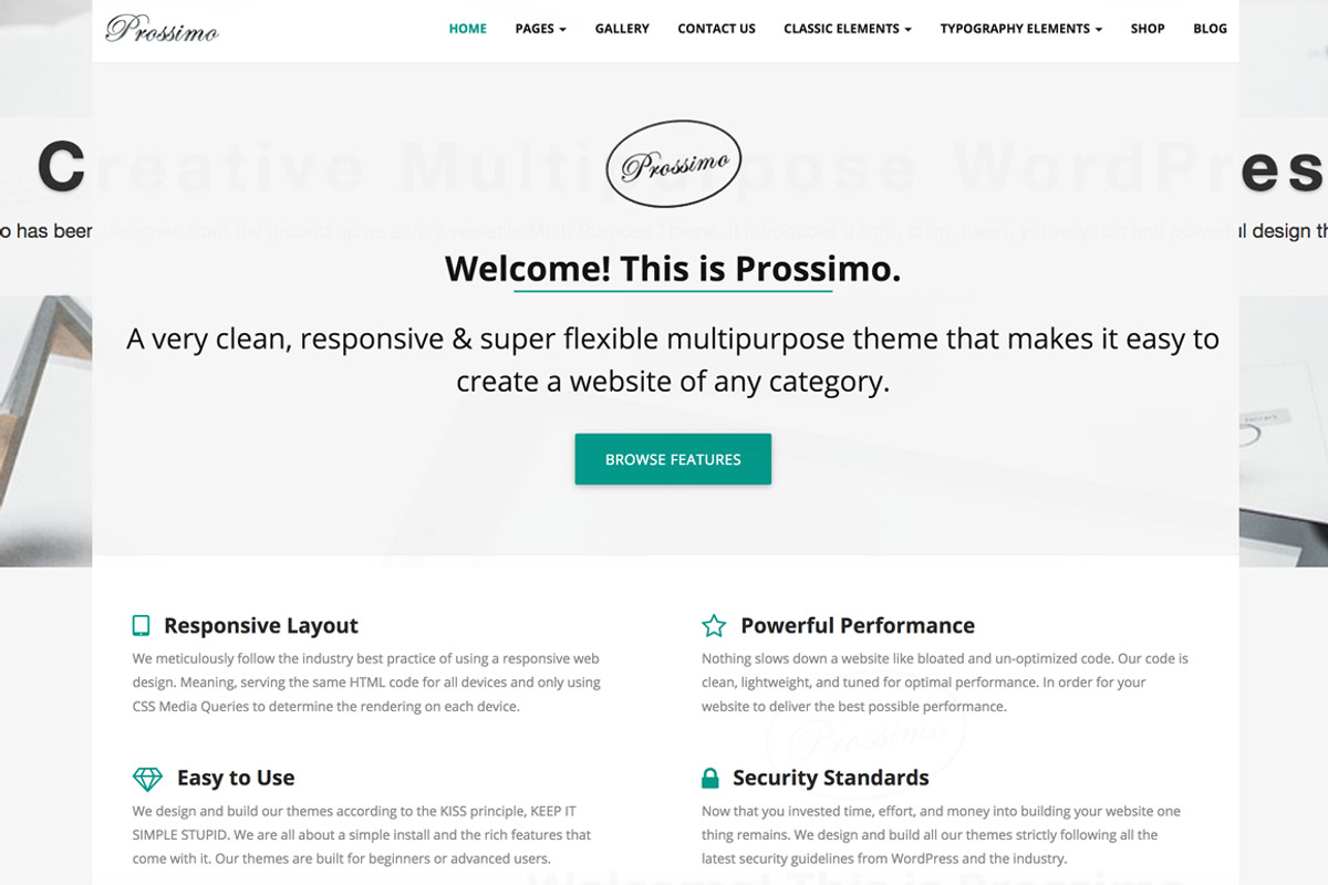 Prossimo - Creative WordPress Theme, a WordPress Template by VMThemes (Photo 1 of 4)