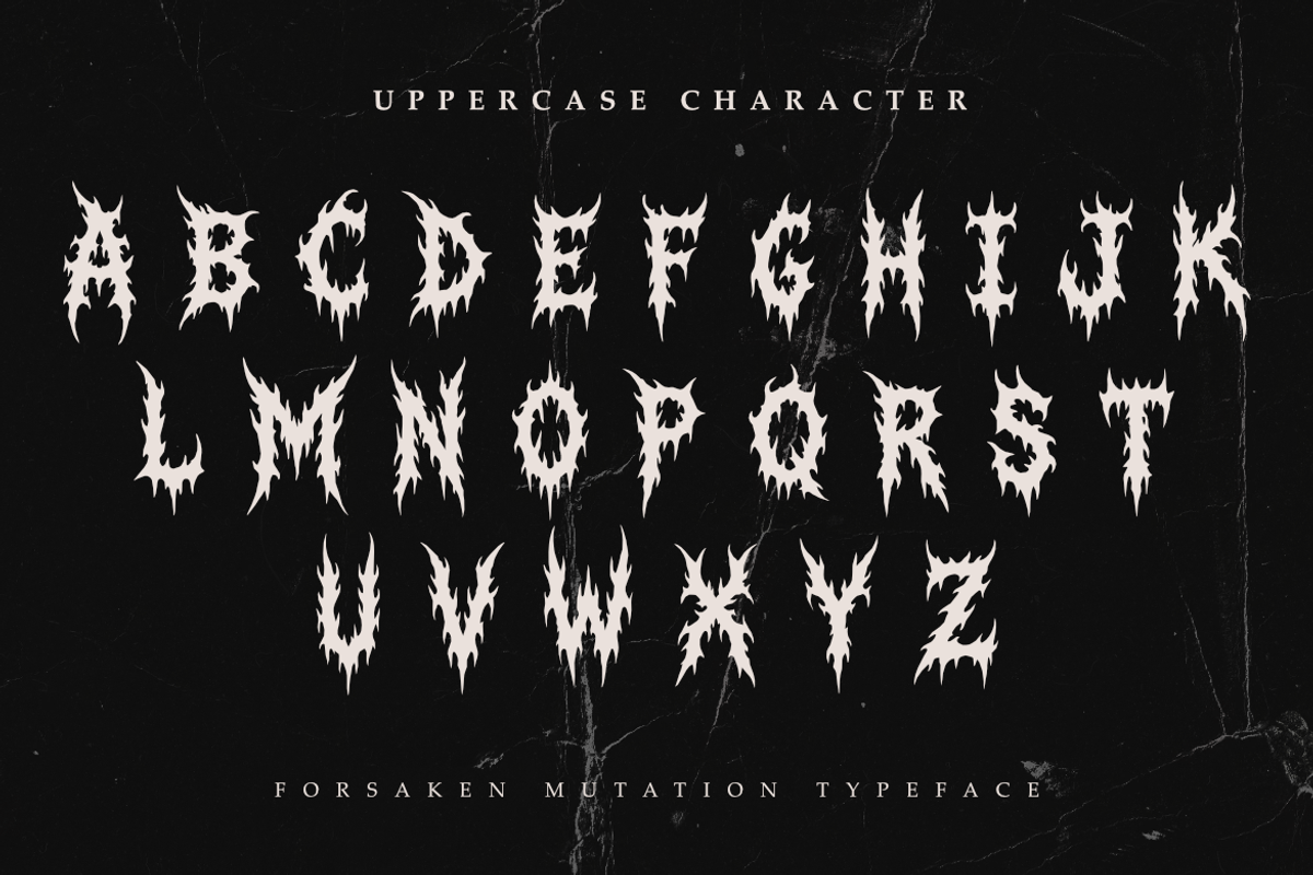 Forsaken Mutation | Death Metal Font, a Symbol Font by Masyafi Studio (Photo 2 of 9)