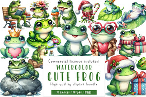 Cute Frog Clipart, an Illustration by CreationArt