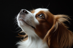 A cute close up of a dogs face, a Photo by Pavel_design