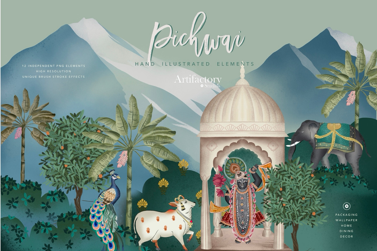 Pichwai Indian Art Bundle, an Illustration by Artifactory Studios (Photo 1 of 6)