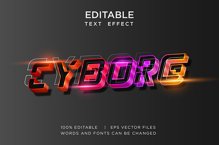 cyborg neon futuristic text effect, a Brushes & More by yokbisayok