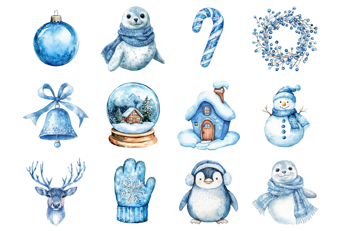 Icy Blue Christmas Clipart, an Illustration by Design Market (Photo 2 of 3)