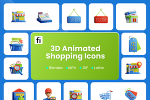 3D Animated Shopping Icon Set