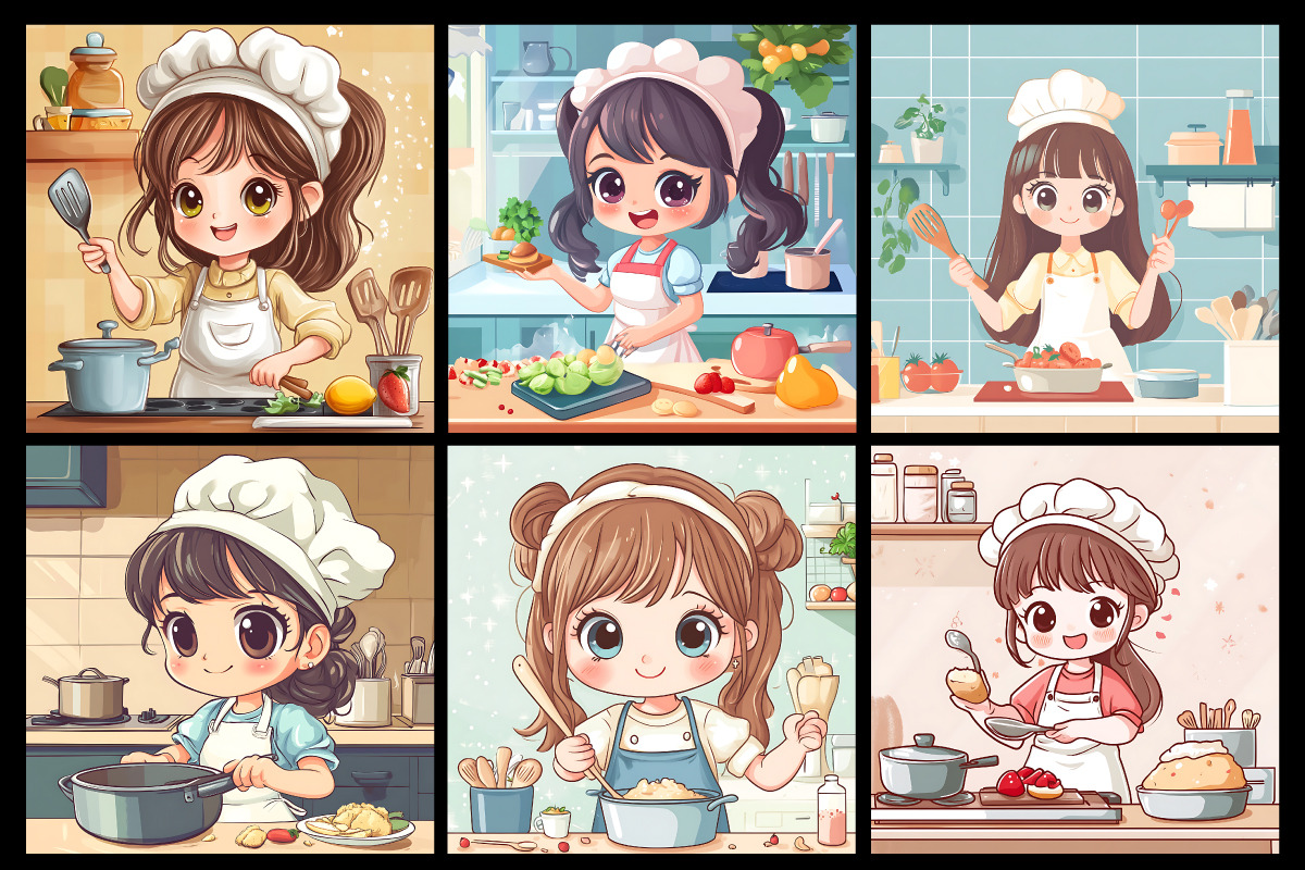 200 Cooking Girl Coloring Pages, a Person Illustration by protabsorkar11 (Photo 6 of 7)