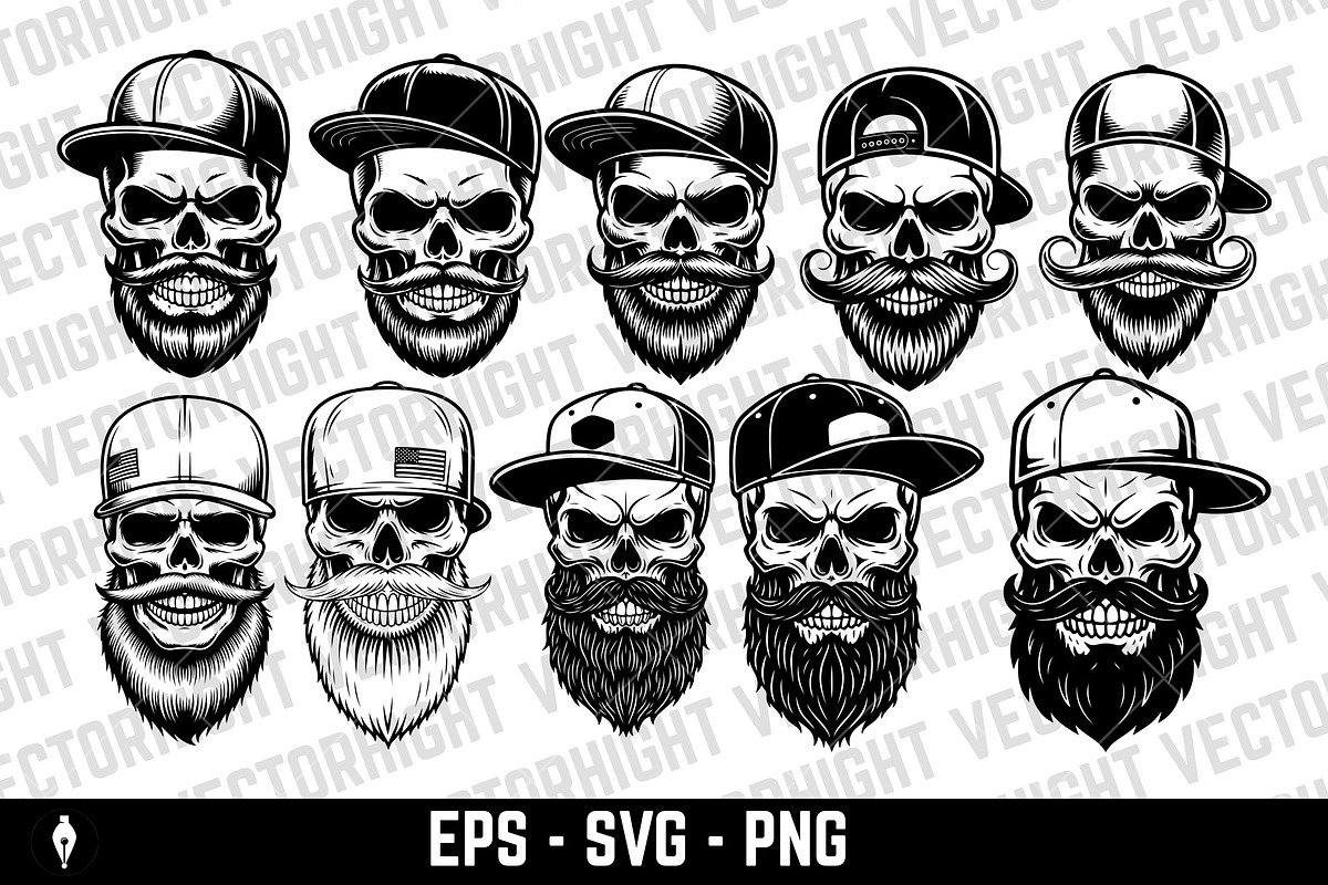 Hipster skull mascot, a Person Illustration by Vectorhight (Photo 1 of 3)