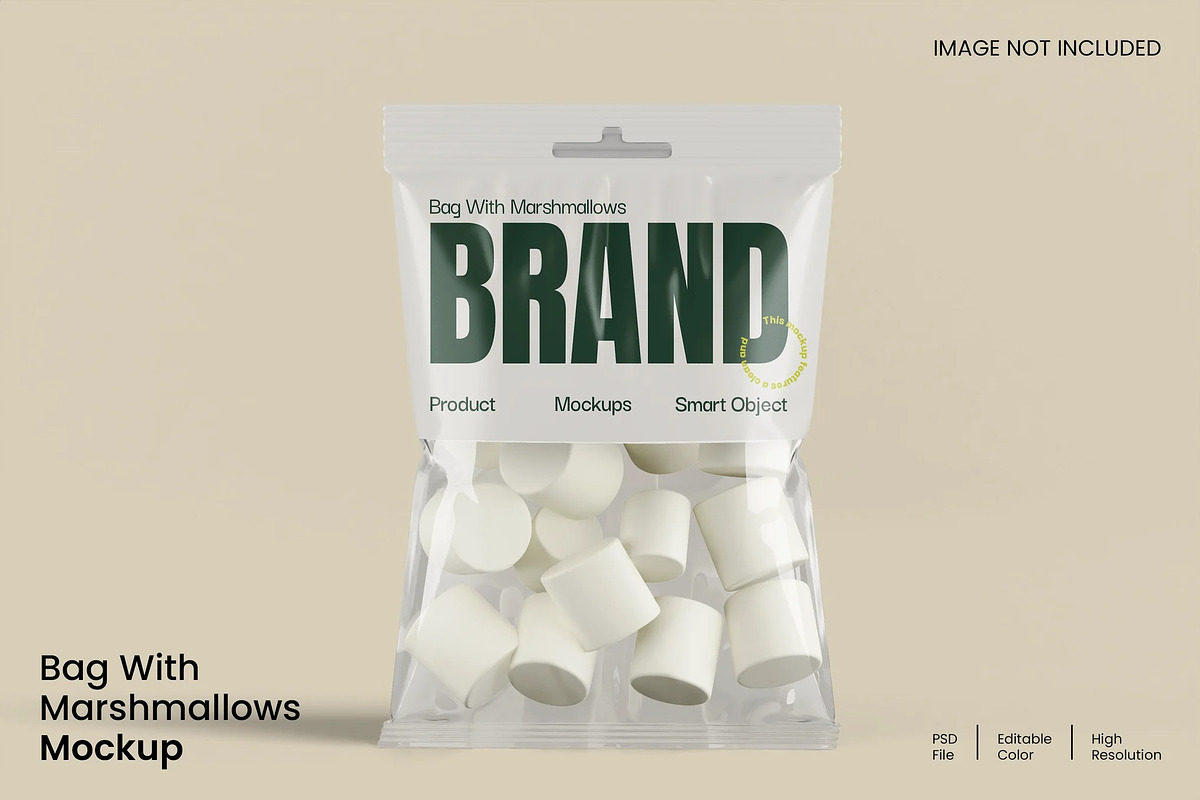 Bag With Marshmallows Mockup, a Packaging Mockup by renderstockmarket