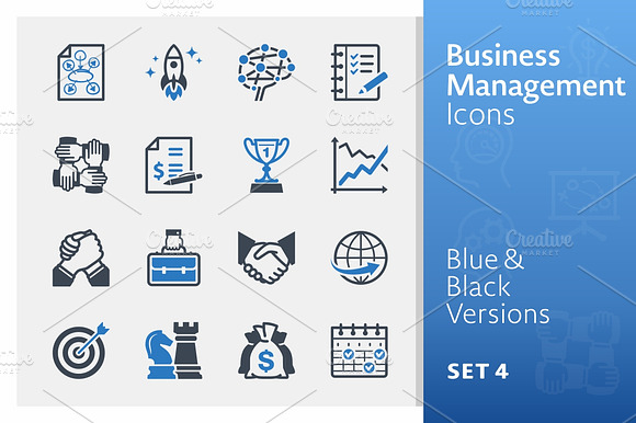 Business Management Icons 4 Blue