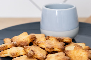 Sweet snack cookies plate star treat background, a Food & Drink Photo by Photo Drive Studio