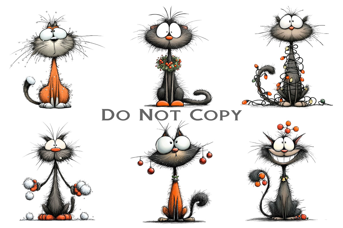 Quirky Christmas Cat Clipart, an Illustration by Craft Nest (Photo 4 of 13)