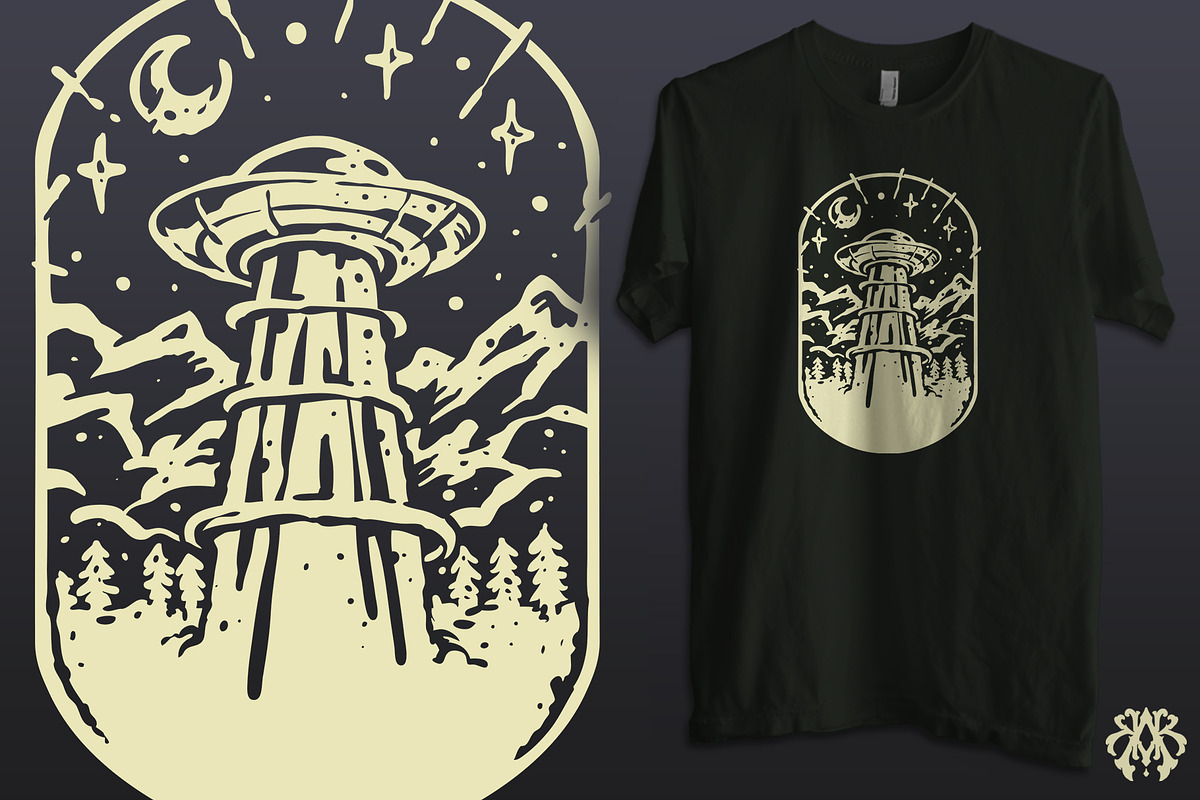 The Rocket & The UFO Vintage Style, a Transportation Illustration by Krizvector Artwork Shop (Photo 3 of 4)