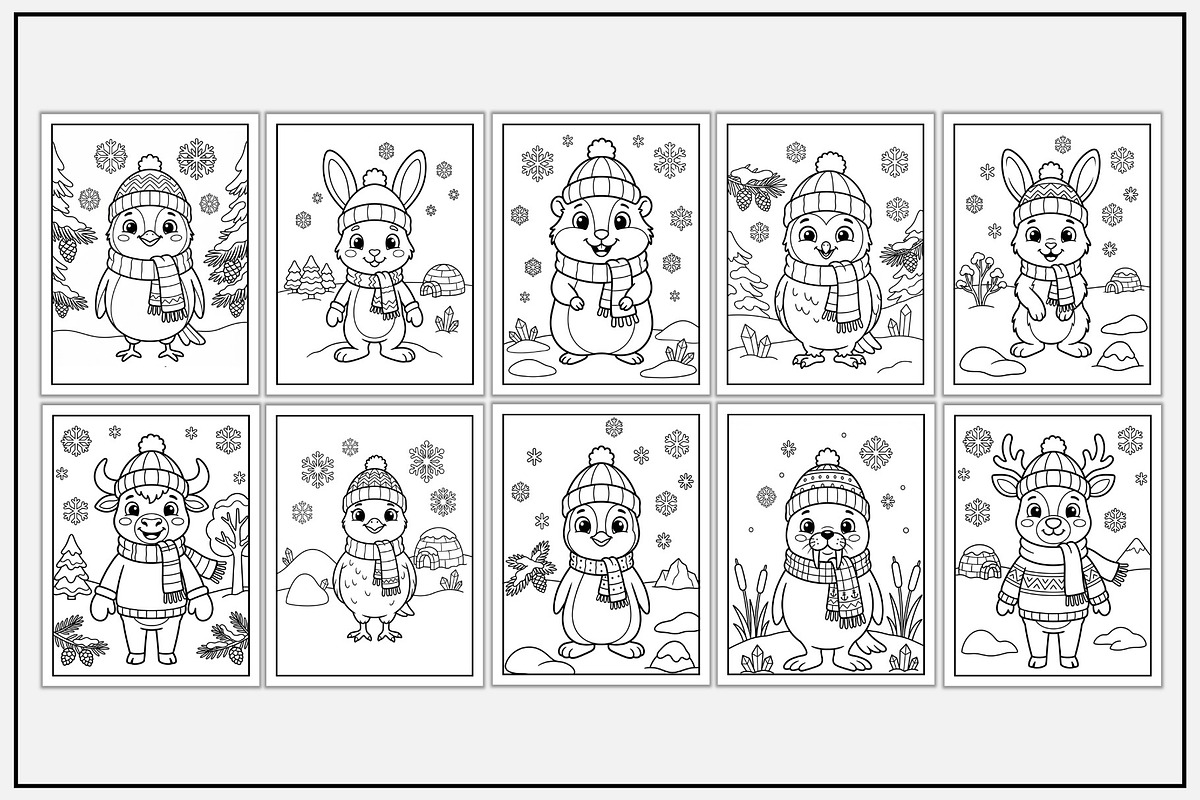 Animal-Themed Winter Coloring Pages, a Seasonal Illustration by Lamia Emad (Photo 3 of 5)