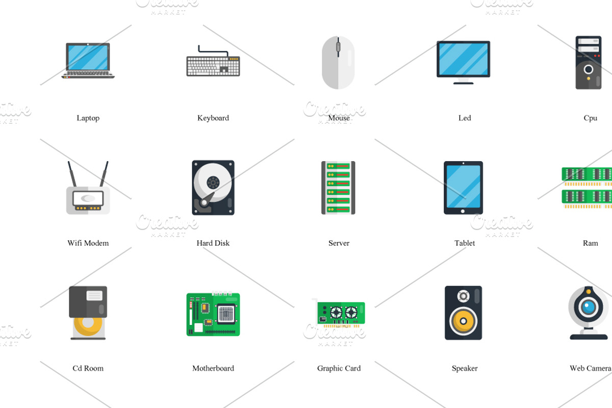 Computer Hardware Flat icons, an Icon by Vector Squad (Photo 2 of 8)