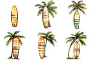 Tropical Surf & Palm Tree Clipart, an Illustration by Pixels.Craft (Thumbnail 5 of 10)