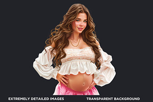 Watercolor Pregnant Woman Clipart Se