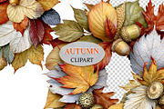 Luxury Clipart Autumn Leaves Wreath, a Decorative Illustration by Area (Thumbnail 12 of 40)