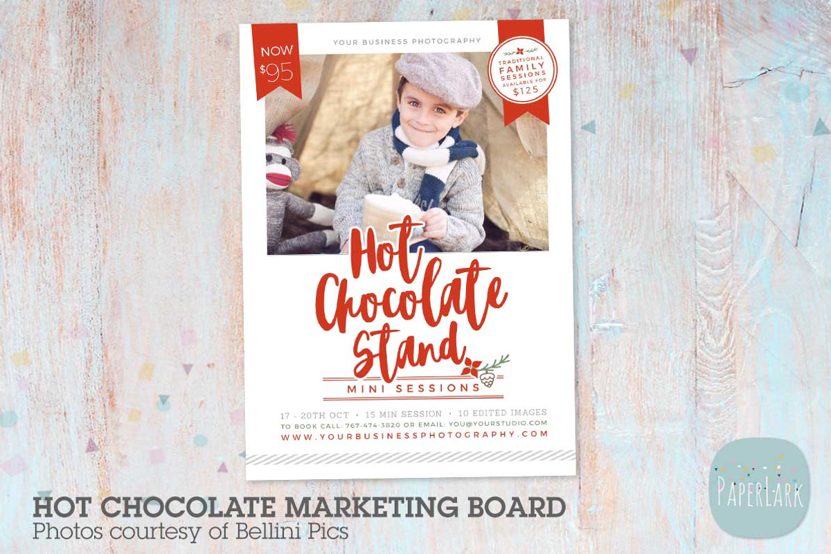 IC057 Hot Chocolate Marketing Board, a Stationery Template by Paper Lark