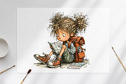 Whimsical Traveler Girl Clipart PNG, a Seasonal Illustration by Canvas Craft (Thumbnail 8 of 10)