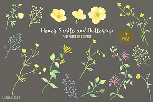 Watercolor Honeysuckle & Buttercup