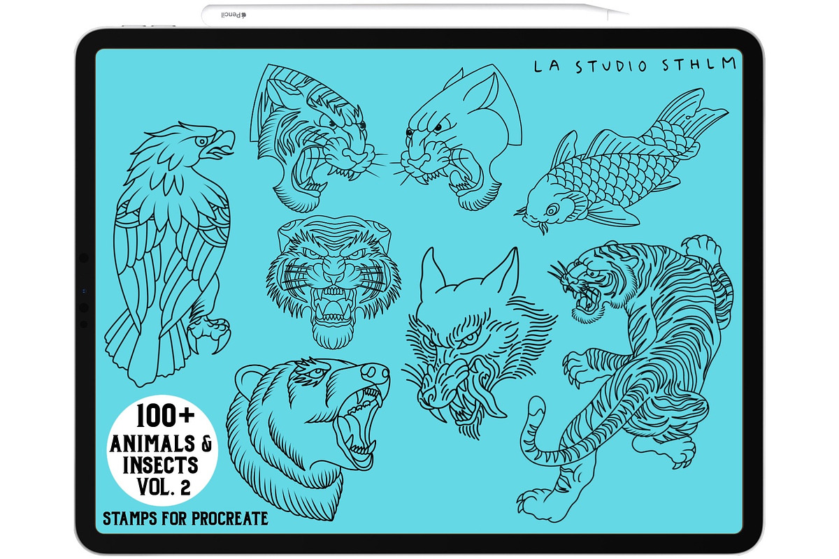 Bundle Animals & Insects -Stamp Sets, a Brush Add-On by LA Studio Sthlm (Photo 2 of 15)