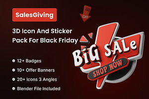 SalesGiving-3D Icon And Sticker Pack