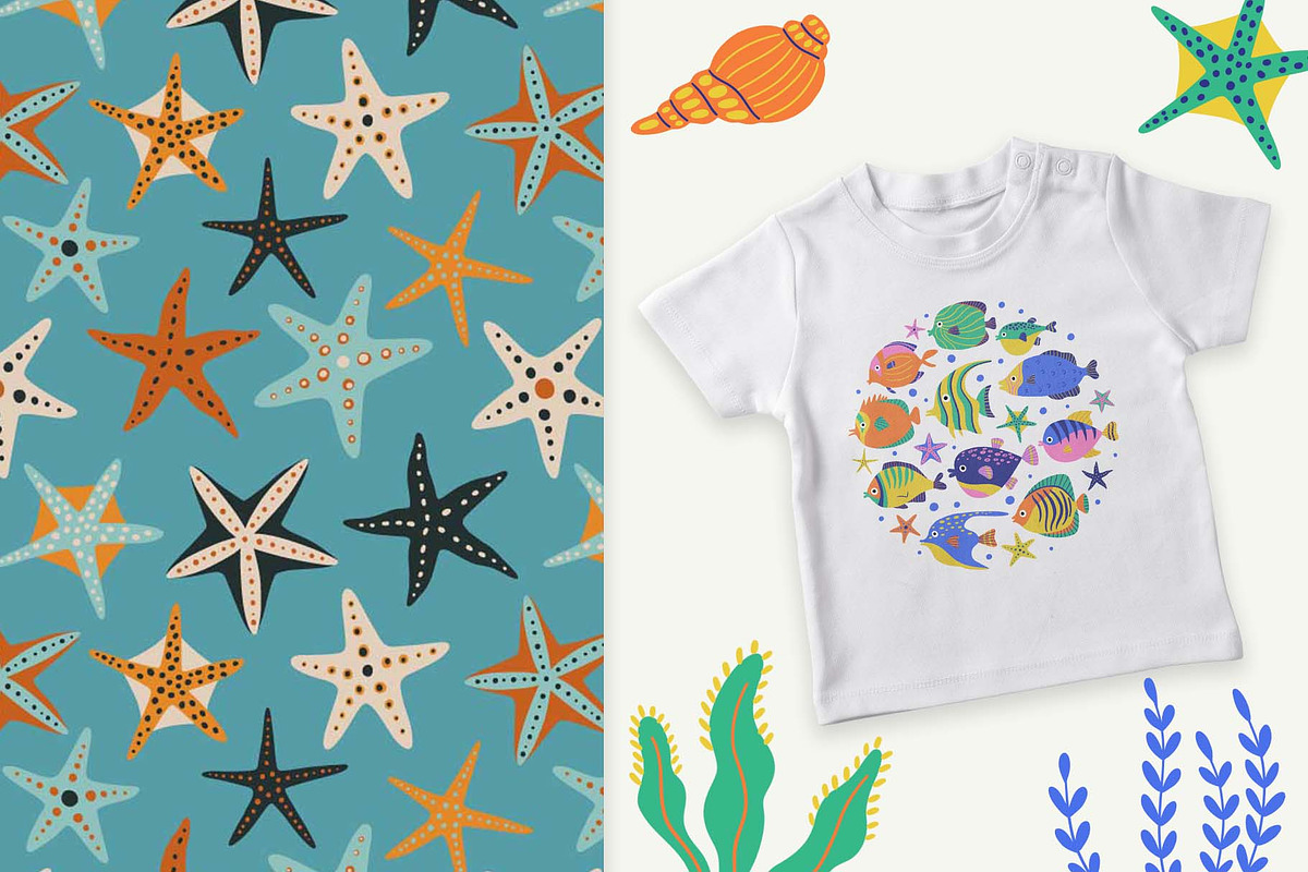 Fish & Seashells clipart, an Animal Illustration by Irina Ostapenko (Photo 5 of 9)