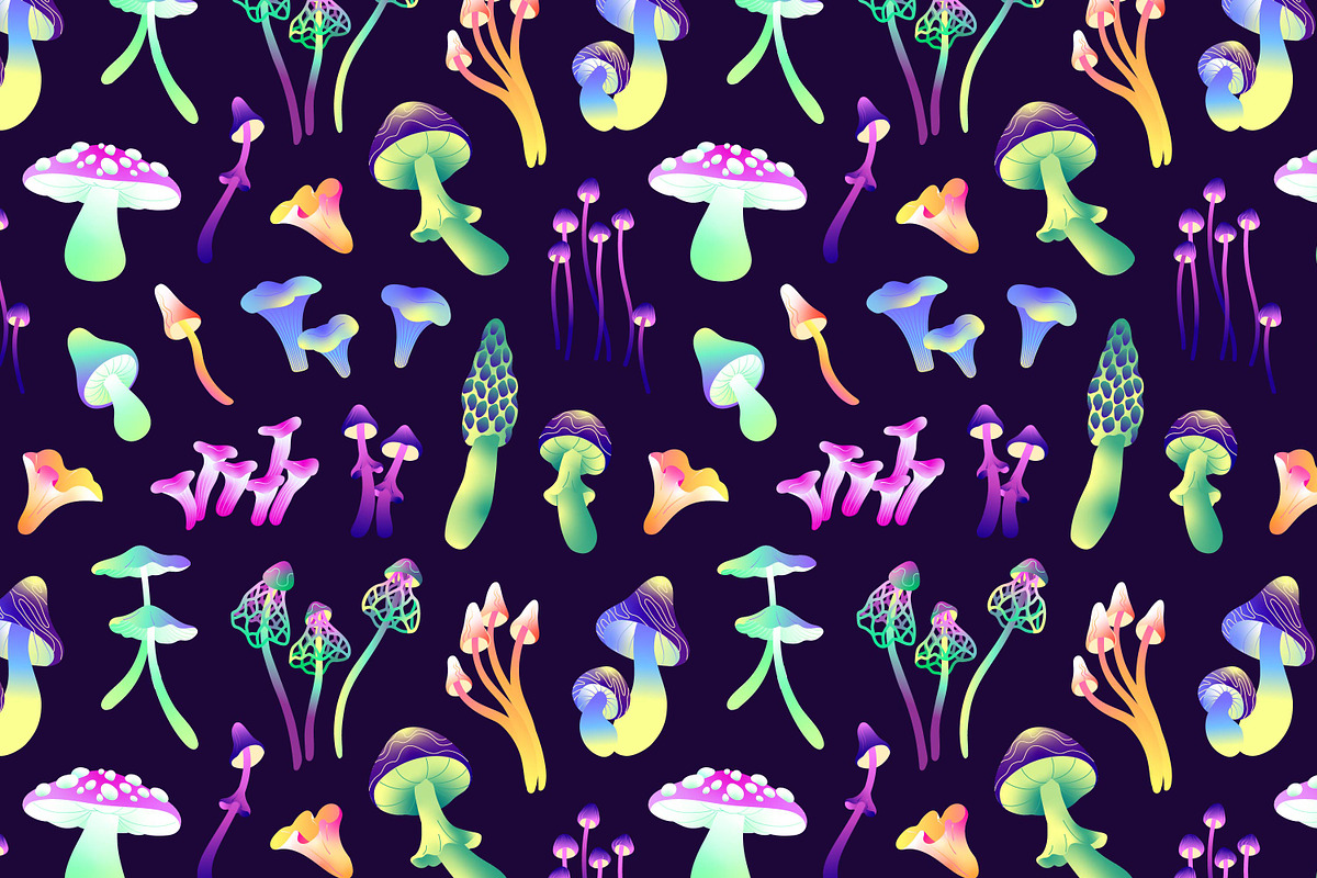 Magic psilocybin mushrooms set, an Object Illustration by PaperTrident (Photo 2 of 3)