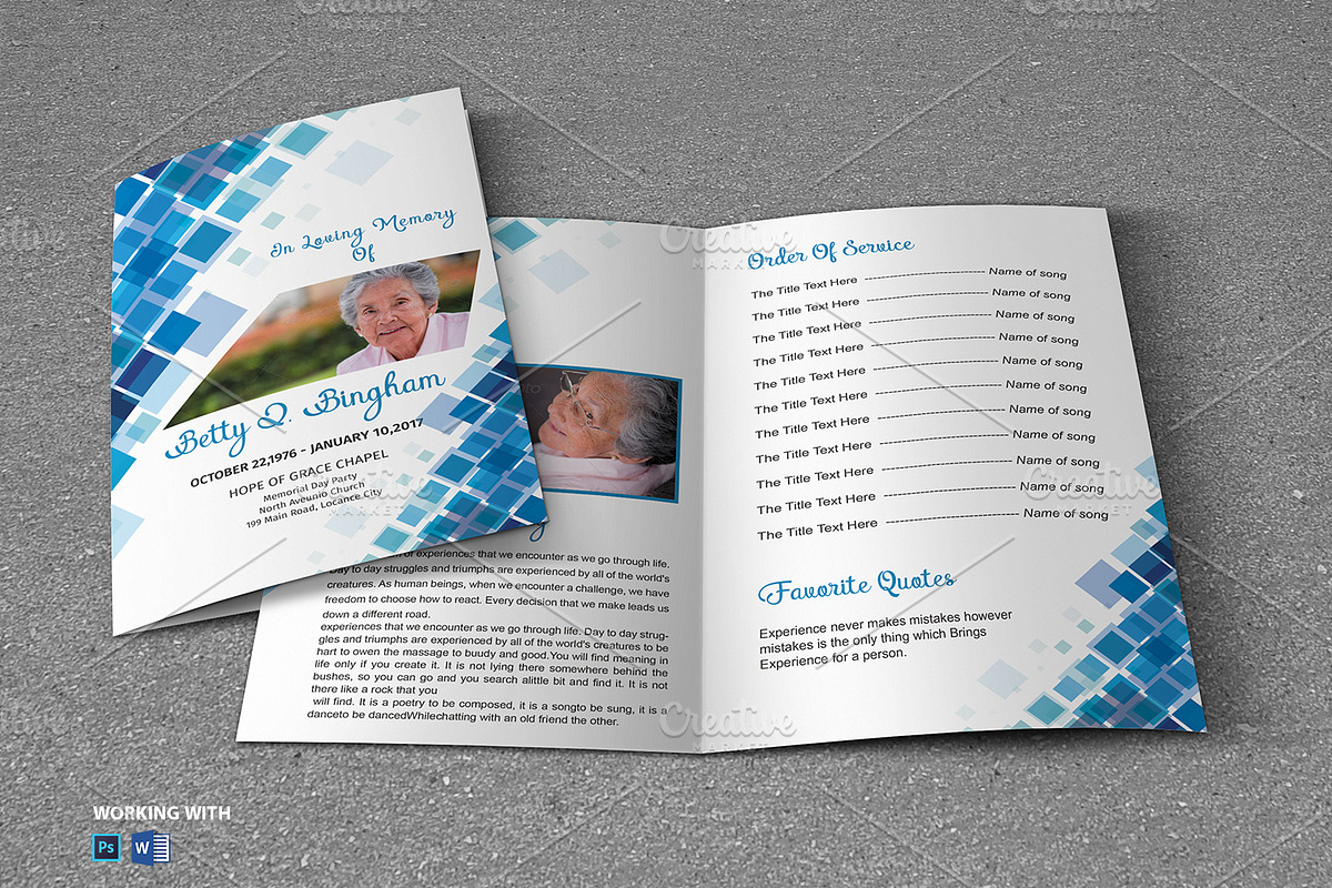 Funeral Program Template Blue, a Brochure Template by Madhabi Studio (Photo 2 of 5)